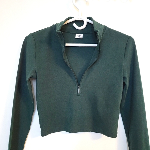 Aritzia Sunday Best Monarch Fine-ribbed Half-zip Longsleeves - Picture 7 of 9